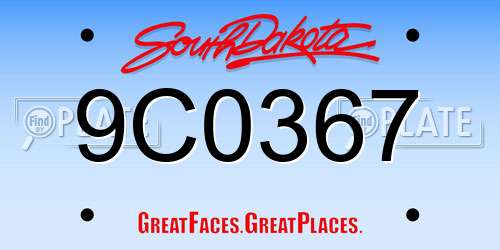 9C0367 South Dakota License Plate