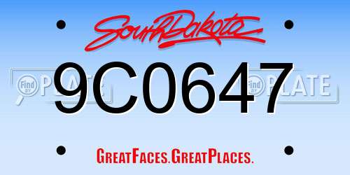 9C0647 South Dakota License Plate