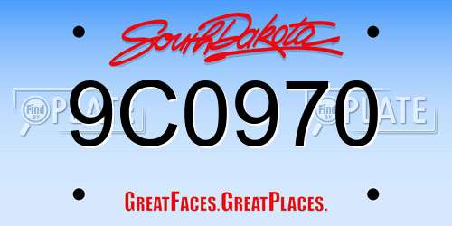 9C0970 South Dakota License Plate