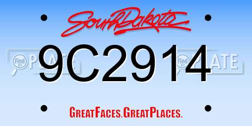 9C2914 South Dakota License Plate