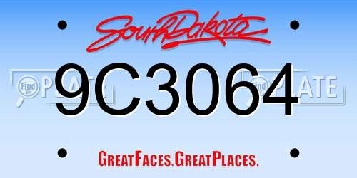 9C3064 South Dakota License Plate