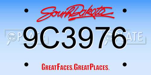 9C3976 South Dakota License Plate