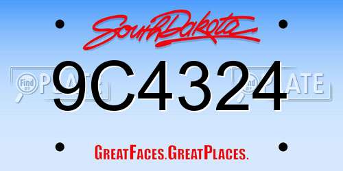 9C4324 South Dakota License Plate