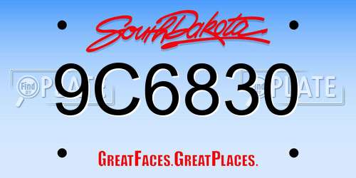 9C6830 South Dakota License Plate