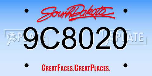 9C8020 South Dakota License Plate