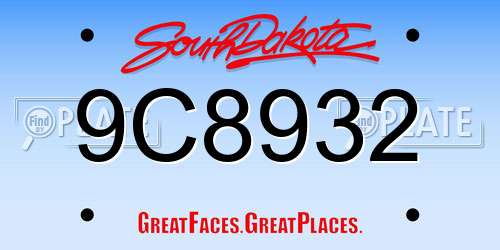 9C8932 South Dakota License Plate