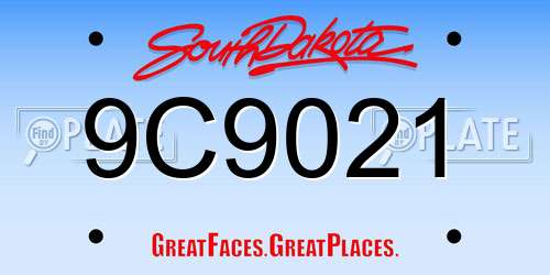 9C9021 South Dakota License Plate
