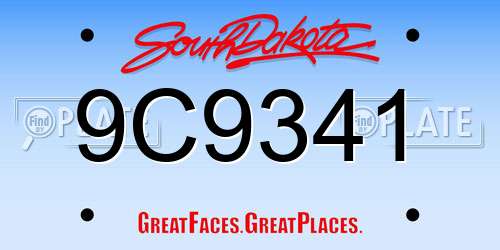 9C9341 South Dakota License Plate