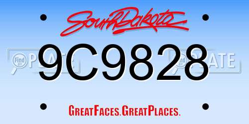 9C9828 South Dakota License Plate