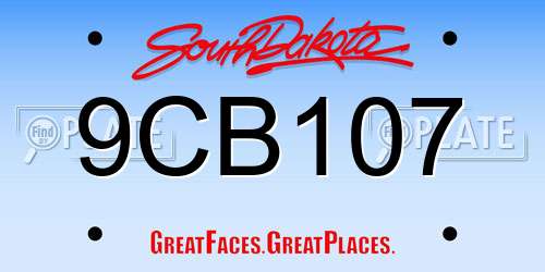 9CB107 South Dakota License Plate