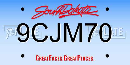 9CJM70 South Dakota License Plate