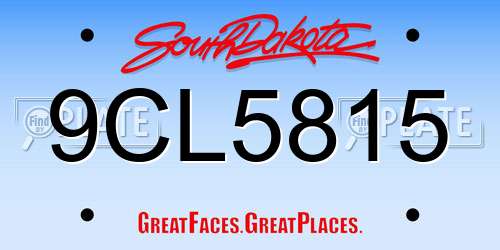 9CL5815 South Dakota License Plate