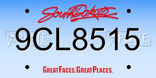 9CL8515 South Dakota License Plate