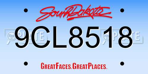 9CL8518 South Dakota License Plate