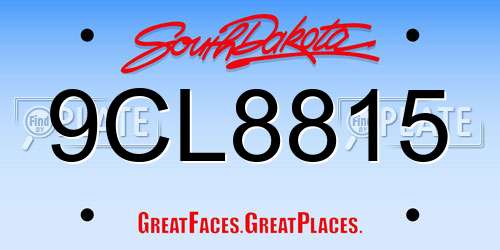 9CL8815 South Dakota License Plate