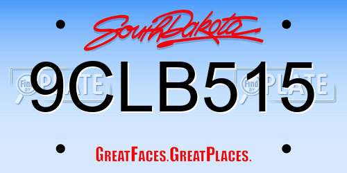 9CLB515 South Dakota License Plate