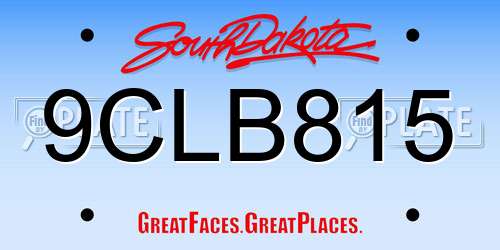 9CLB815 South Dakota License Plate