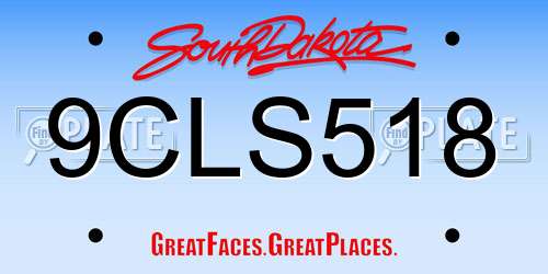 9CLS518 South Dakota License Plate