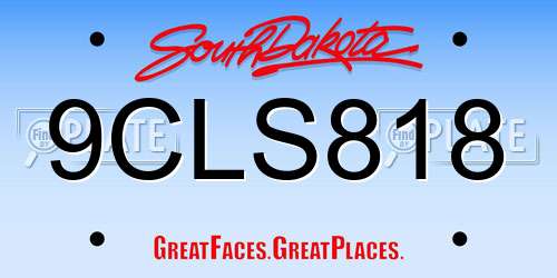 9CLS818 South Dakota License Plate