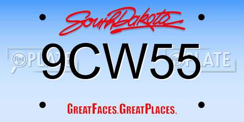 9CW55 South Dakota License Plate