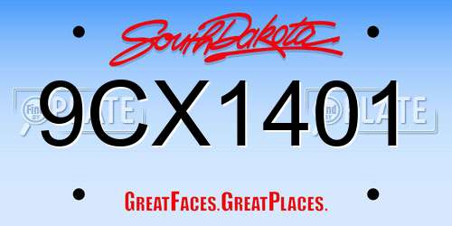 9CX1401 South Dakota License Plate