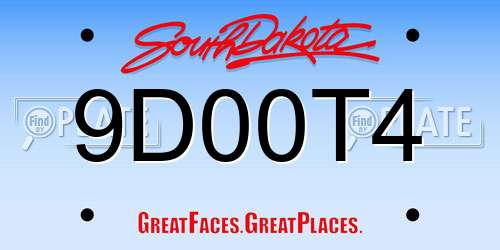 9D00T4 South Dakota License Plate