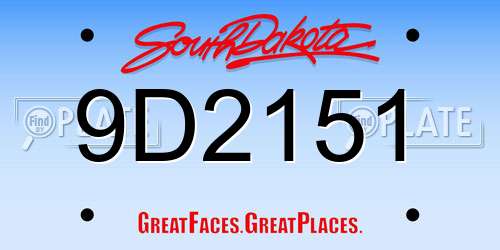 9D2151 South Dakota License Plate
