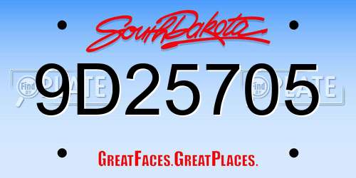 9D25705 South Dakota License Plate