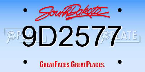 9D2577 South Dakota License Plate