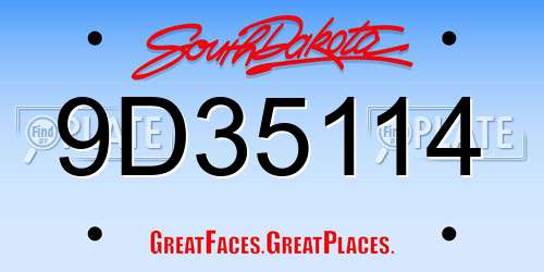 9D35114 South Dakota License Plate