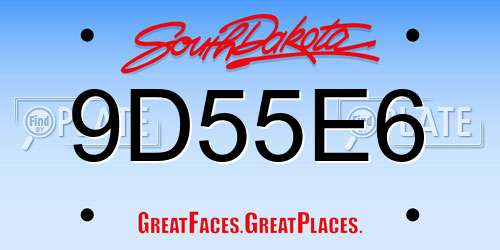 9D55E6 South Dakota License Plate