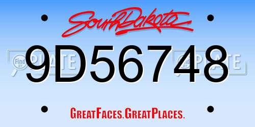 9D56748 South Dakota License Plate
