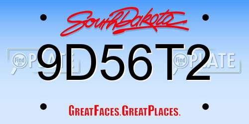 9D56T2 South Dakota License Plate