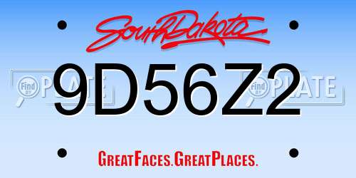 9D56Z2 South Dakota License Plate