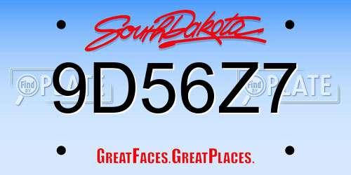 9D56Z7 South Dakota License Plate