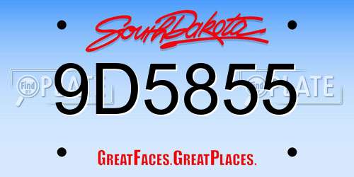 9D5855 South Dakota License Plate