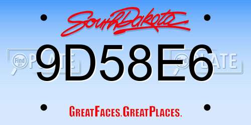 9D58E6 South Dakota License Plate
