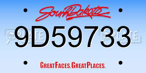 9D59733 South Dakota License Plate