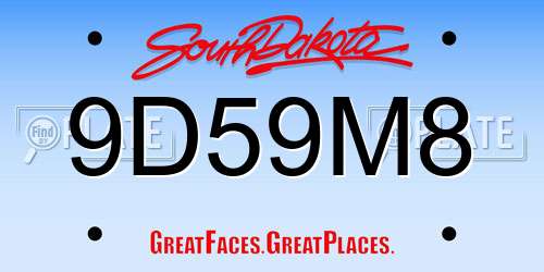 9D59M8 South Dakota License Plate