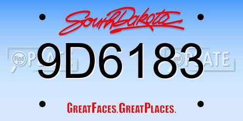 9D6183 South Dakota License Plate