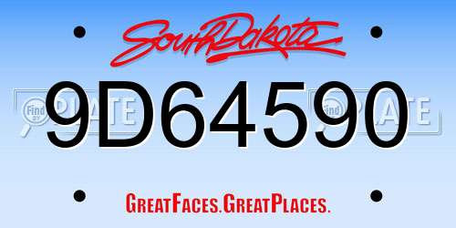 9D64590 South Dakota License Plate