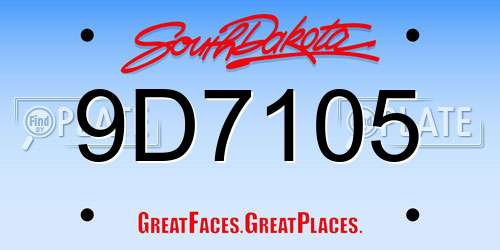 9D7105 South Dakota License Plate