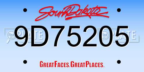 9D75205 South Dakota License Plate