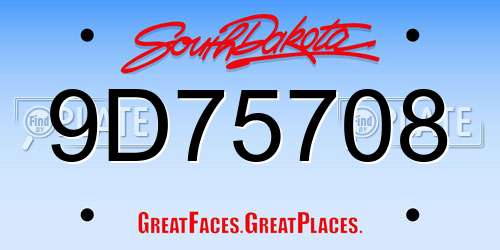 9D75708 South Dakota License Plate