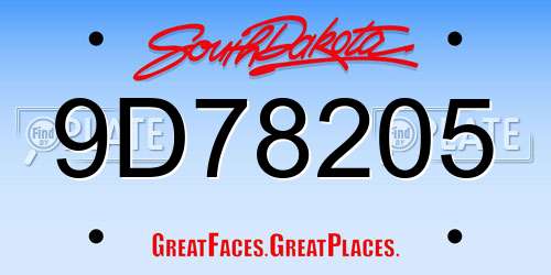 9D78205 South Dakota License Plate