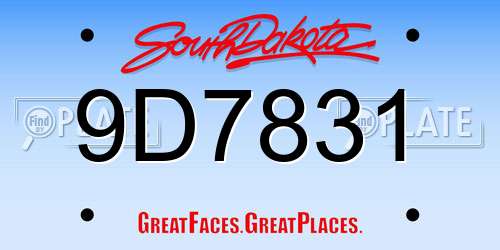 9D7831 South Dakota License Plate
