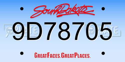 9D78705 South Dakota License Plate