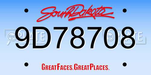 9D78708 South Dakota License Plate
