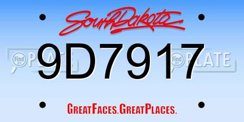 9D7917 South Dakota License Plate