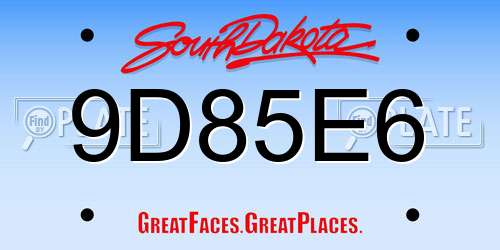 9D85E6 South Dakota License Plate